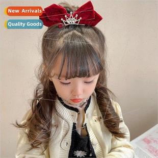 Red bow hair accessories baby princess headdress girl new ye