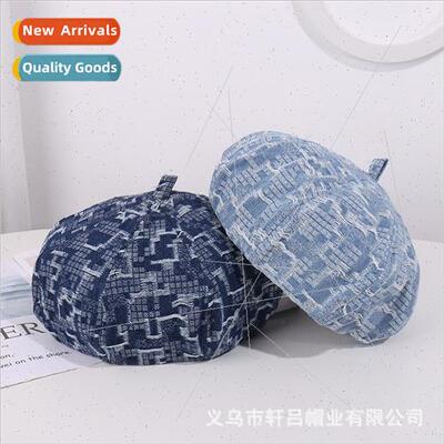 Spring Autumn jacquard cowboy beret female fashion drawstrin