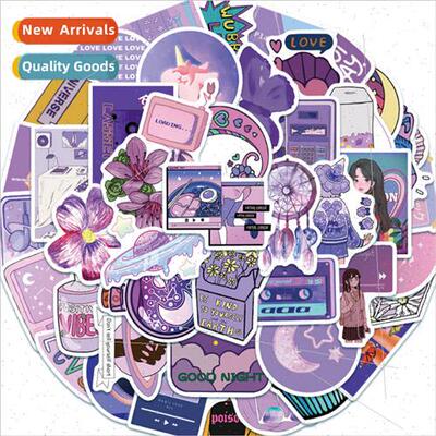 50 purple wind girl cartoon graffi stickers cell phone compu
