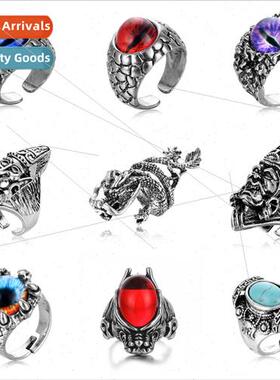 Europe Men Punk Ring Alloy Ring Hip Hop Cool Handsome Adjust