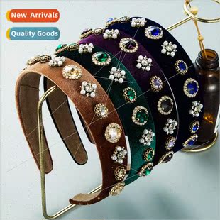 Korean simple velvet Hair pearl fashion inlaid rhinest bands