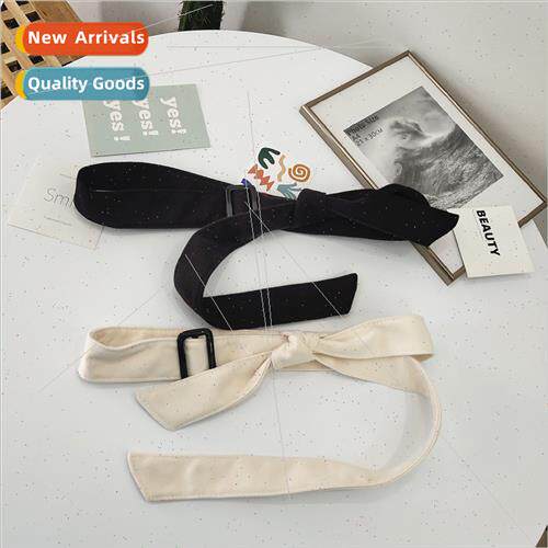 Wide belt female leather straps buckle black lacing tie belt