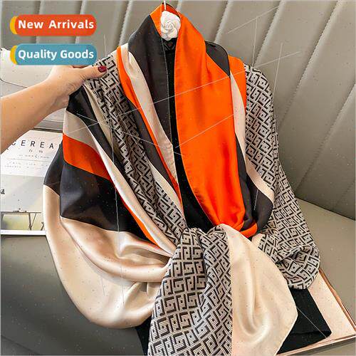 2022 fall winter new Korean  imation silk scarf fashion earl