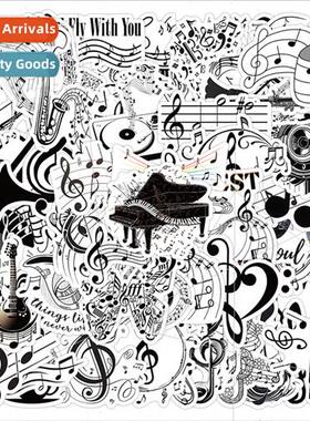 50 Black and White Music Note Stickers Cartoon Music Sound C