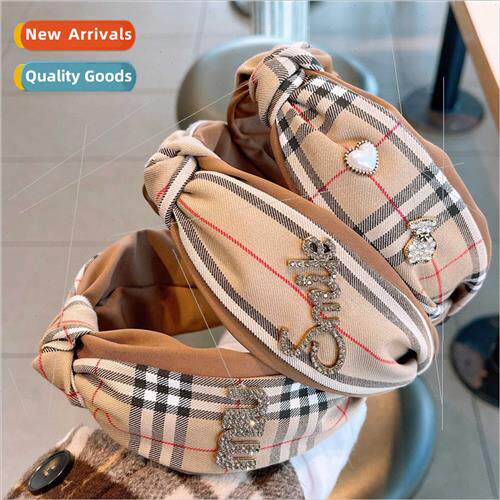 Korea wind ins retro England plaid center twisted knot versa