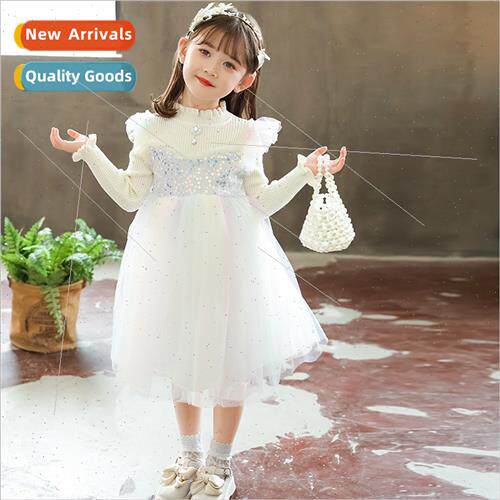 Girls knted saree 2022 fall colorful mesh tutu dress dress d