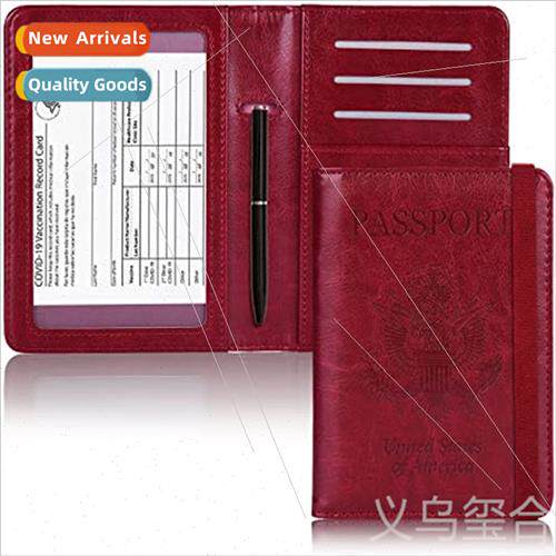 New Passport Vaccination Card Holder PU Leather Rfid Shield
