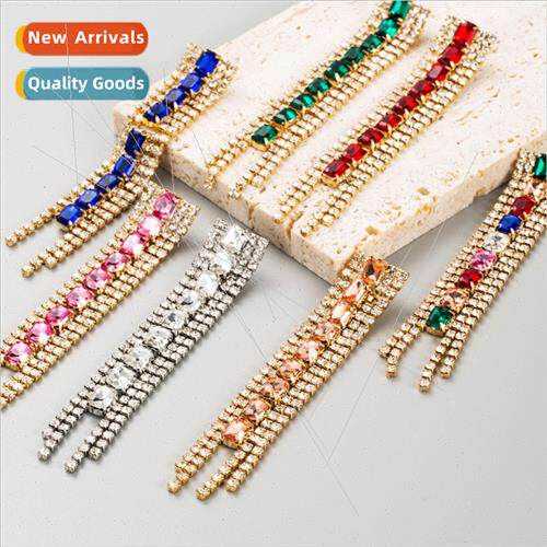 Europe fashion new alloy diamond tassel geometric female fas