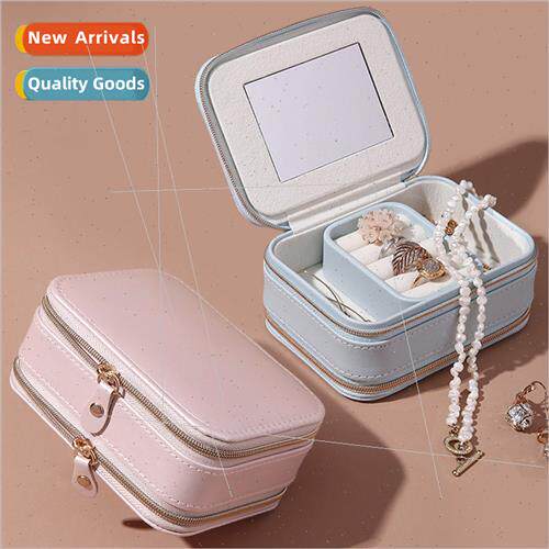 Double zip jewellery portable storage box ring earrings neck