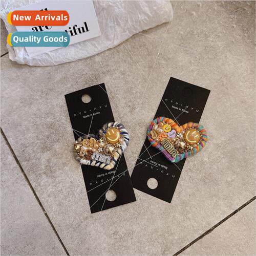 ins retro small cute love heart full diamonds pearl wind smi