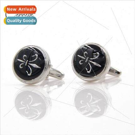 Black business atmosphere hook flower round cufflinks cuffli