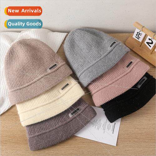 new rabb hair wool hat Korean solid color versatile knted pi