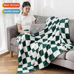 blanket checkerboard chenille single che ins Napping