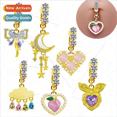 Europe heart-shaped cloud belly button clip free piercing be
