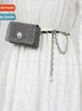 New full diamonds small waist packs versatile metal chain wa