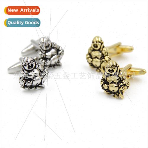 Fun Laughing Buddha Cufflinks Gold Silver Cufflinks 适用Men