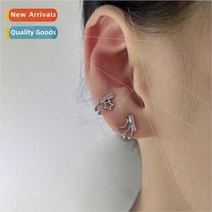 earrings female ear star bow moon zirconia Asymmetric set