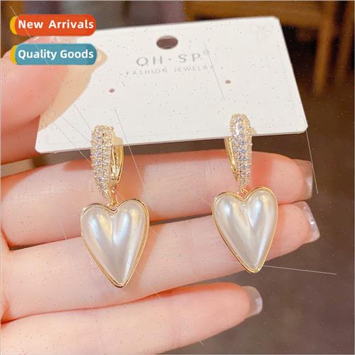 zirconia earring buckle love pearl earrings female fashion a