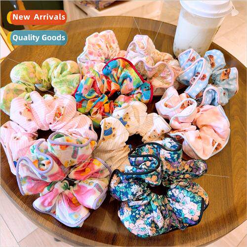 Ins sweet broken flowers oversized hair ring Korean girls la