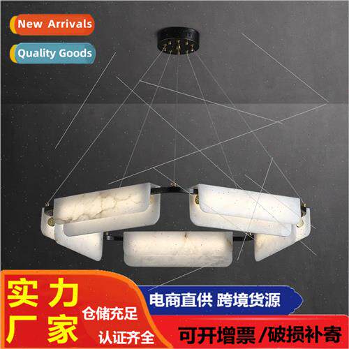 New simple light luxury living room marble full copper chand