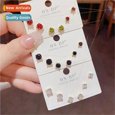 Ultra-flash delicate small fashion round zirconia combinatio