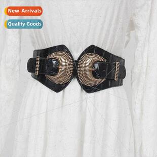 French Waistband Women Wide Red Belt Skirt Decoration Dress