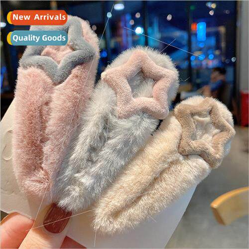 ins plush pentagram hairpin female fur bb clip imation rabb