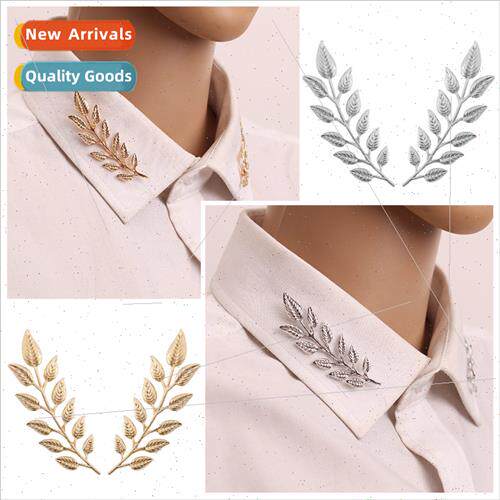 Europe high-grade shirt su alloy leaves lapel pin a pair fas