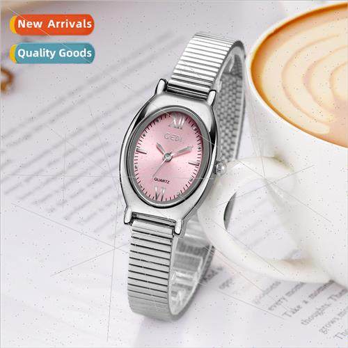 Retro high value women watches niche exquise oval steel belt