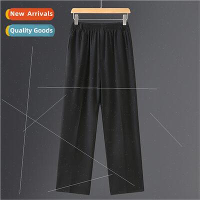 Dad Chinese cotton linen pants grandpa middle-aged elderly p
