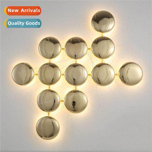 -modern light luxury living room background wall hotel aisle