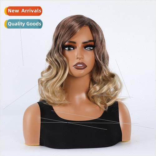 Summer whening short hair wig female oblique parting gradien