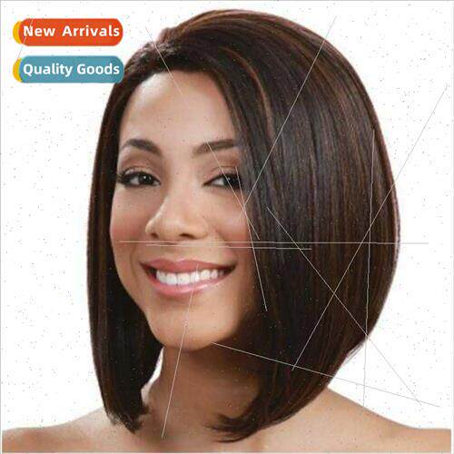 Europe Fashion Ladies Short Hair o Head Slim Face Medium Lon