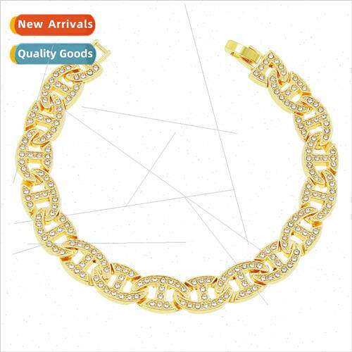Europe hip-hop splicing full diamonds 8 word buckle bracelet