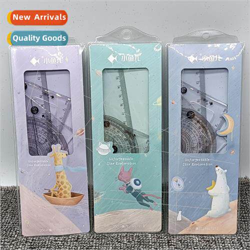 ttle fish set ruler students plastic ruler triangle ruler pr