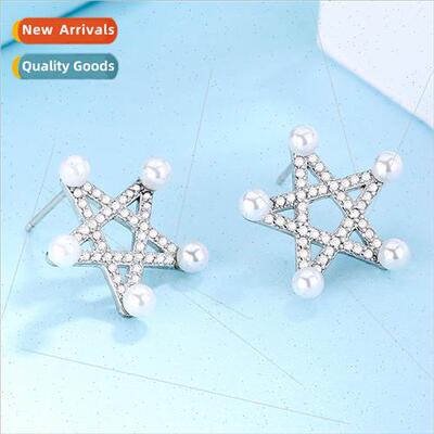 New full brick pearl silver needle earrings girls anti-aller
