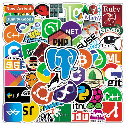 50 New Computer Programming Language Doodle Stickers Bicycle