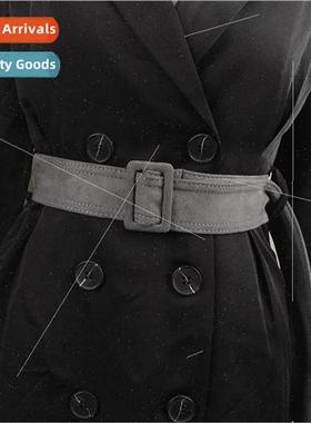 Winter tweed coat belt women double-sided velvet decorated j