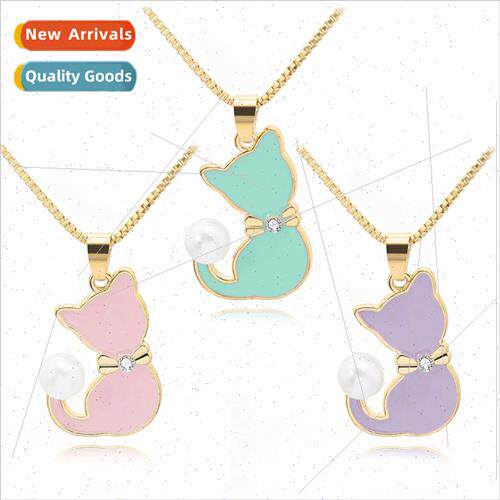 Japan Korea hundreds cute cartoon alloy oil drop pearl cat n