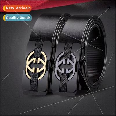 Belt men toothless letters cowhide automatic buckle belt cas