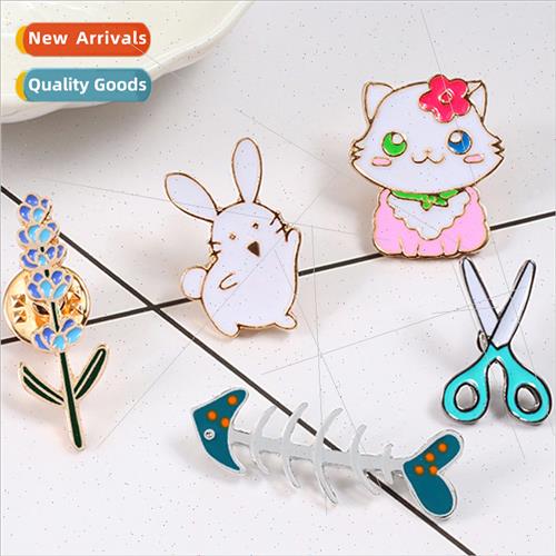 Personalized Creative Whe Rabb Cat Cartoon Brooch Fish Bone