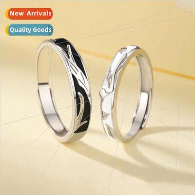 Blue Eucalyptus Bird Couple Ring Pair Fresh Black Whe Drip B