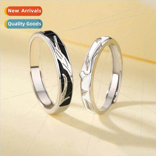 Blue Eucalyptus Bird Couple Ring Pair Fresh Black Whe Drip B