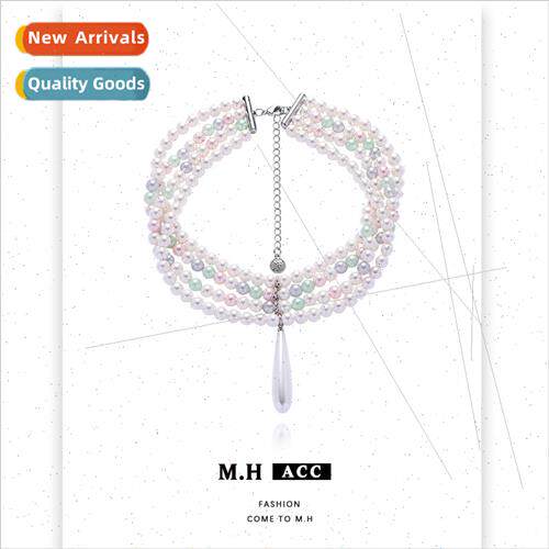 French multi-layer pearl necklace female simple collarbone c