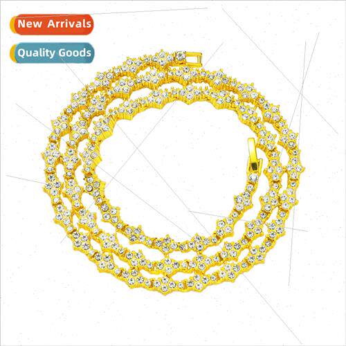 Europe Hip Hop Necklace Flower Tennis Bracelet Necklace  Jew