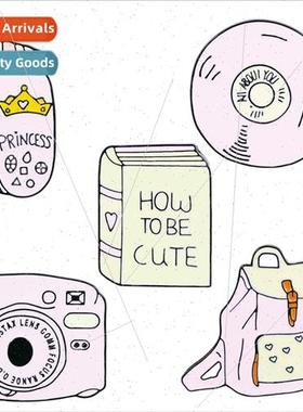 Koreancartoon pink schoolbag phone radio CD-ROM brooch Creat