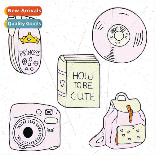 Koreancartoon pink schoolbag phone radio CD-ROM brooch Creat