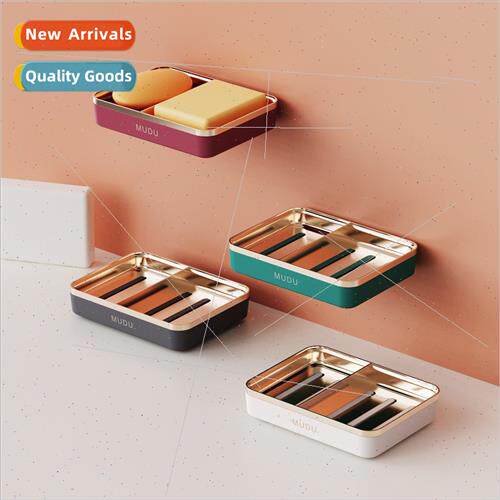 Wall-mounted double compartment soap box bathroom laundry so