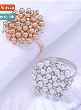 Rose gold Christmas pearl napkin ring metal napkin clasp mou