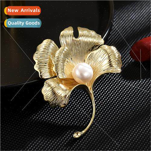 Fresh pcs ginkgo leaf brooch pearl high-grade corsage su acc
